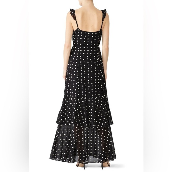 Hutch Georgia Maxi Dress Ruffles Wrap Floral Polka Dots Layered Cocktail Black - Picture 2 of 12